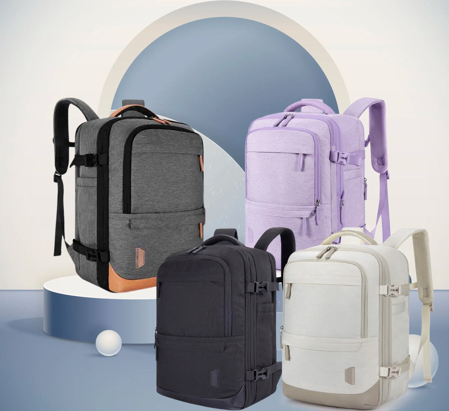 Color: GRAY, Size: 12 inches, Ships From: CHINA - BAGSMART 4PCS Travel Backpack Cabin Carry On Backpack with Packing Cubes 40L Expandable Waterproof Backpacks for Women