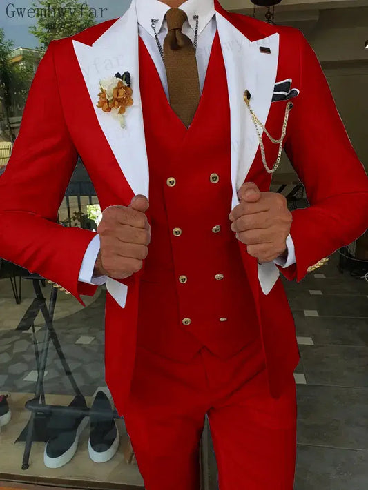 Color: Orange, Size: 4XL - Gwenhwyfar Mint Green Groom Male Wedding Prom Suit Slim Fit Tuxedo Mens Formal Business Work Wear Suits 3Pcs (Jacket+Pants+Vest)