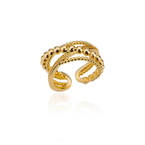 Anillos de acero inoxidable 316L para mujer, color dorado, nunca se decoloran, de lujo. 
