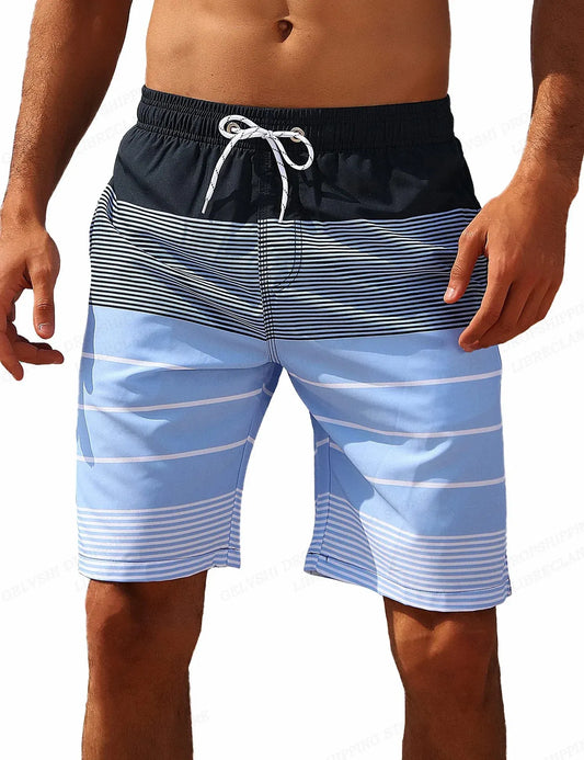 Color: Plateado, Talla: XXL - Pantalones cortos de playa a rayas para hombre, bañadores de moda, pantalones cortos de tabla, pantalones de gimnasio, calzoncillos para hombre, bañadores para niños, ropa de playa, pantalones cortos para niño