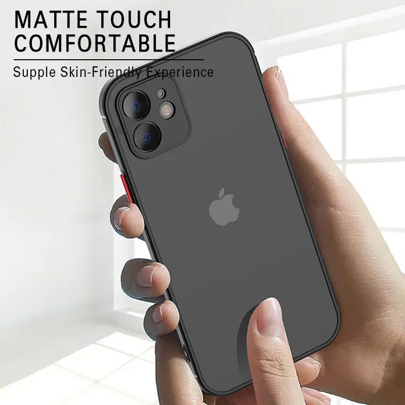 Material: Plastic, Color: Red - Matte Phone Case for IPhone 13 12 11 14 Pro Max Mini Luxury Soft Silicone Shockproof Case for IPhone X XS Max XR 15 7 8 Plus SE