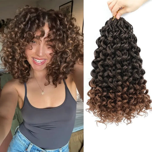 Color: T1B/30, Largo estirado: 10 pulgadas, Compra al por mayor: 8 piezas/lote - Caja Gogo Curl Crochet Hair para mujeres negras Pre-bucle Ocean Wave Crochet Hair Water Wave Beach Curl Crochet Braiding Hair