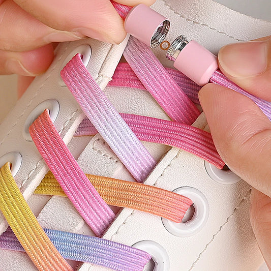 Cordones de zapatos sin atar con hebilla de colores, color perla claro y colorido 