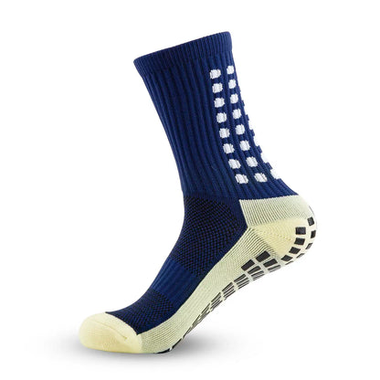 Color: Blue - Anti-slip Soccer Women Men Outdoor Sport Grip Football Yoga Socks