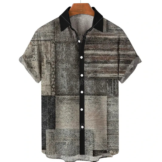 Color: Dark Grey, Size: M - Men's Hawaiian Shirts Men's Short Sleeved Vintage Shirt Men's Fashionable Summer Beach Tops Loose And Comfortable men's Clothing