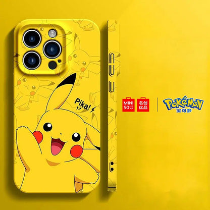 Color: Gold, Material: EVA - Miniso Pokemon Collaboration Pikachu Gengar Phone Case For iPhone 15 14 13 11 12 16 Pro Max Plus X XR Girl Silicone Phone Case