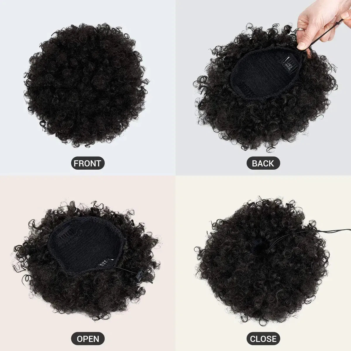Color: T1B/Burgundy - Synthetic Big Afro Puff Drawstring Ponytail Extensions for Black Women 10Inch Kinky Curly Hair Bun Ponytail Wigs Daily Use