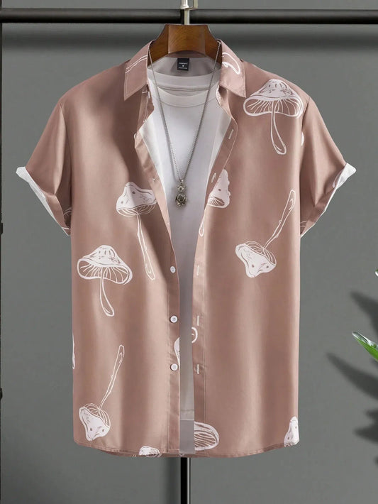 Color: black, Size: XXXL - Men's Hawaiian Loose Palm Tree Floral Print Pattern Casual Short Sleeve Shirt Men's Button Up Top