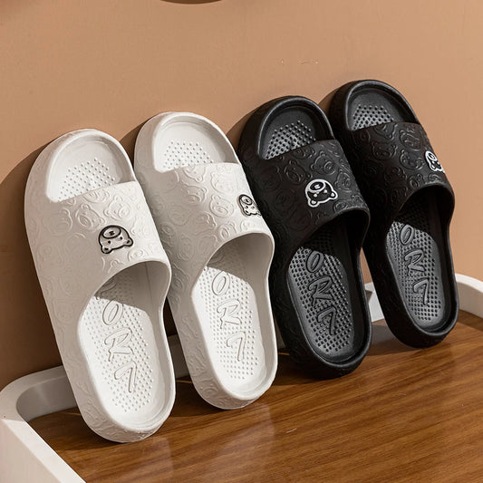 Pantuflas de verano para hombre con diseño de oso de dibujos animados, suela gruesa y suave, antideslizantes. 