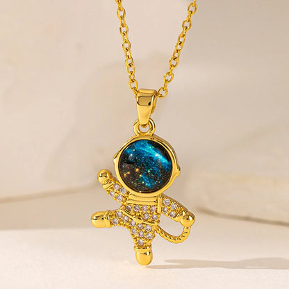 Collares de astronauta y estrella ZAKOL para mujeres y niñas, color dorado 