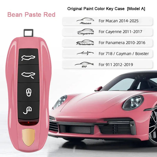 Nombre del color: PÚRPURA - Para Porsche Cayenne 9ya 9yb Panamera 971 911 Targe Taycan Macan 95b Cayman 718 Boxster 2014-2025 Funda para llave inteligente de coche