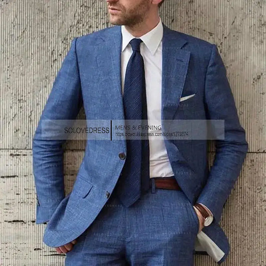 Color: Orange, Size: XXS - Men's 2-Piece Linen Suit Casual Slim Fit Vintage Suits Groomsmen Tuxedos Wedding Summer Beach Blazer Pants Set