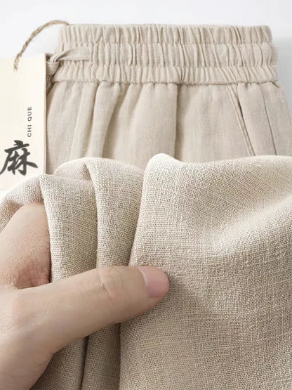 Color: Champagne, Size: S - Straight Casual Cotton Linen Pants Men Wide Leg Lightweight Baggy Cotton Sweatpants Male Walking  Jogger Trousers Work