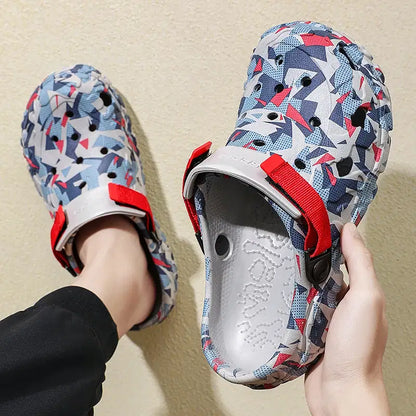 Color: Yellow, Shoe Size: 43 - Fashion Garden Shoes Men's Clogs Slippers Sandal Flat Camouflage Sandals Male Sneakers Outdoor Flip Flops Home Clogs