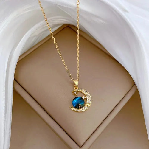 Collares de astronauta y estrella ZAKOL para mujeres y niñas, color dorado 