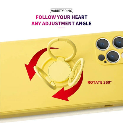 Material: Silicon, Color: Beige, Ships From: CN - With Ring Holder Shockproof Case For IPhone 15 14 13 12 11 Pro Xs Max Xr SE2/SE3 8 7 Plus Silicone TPU Soft Back Cover