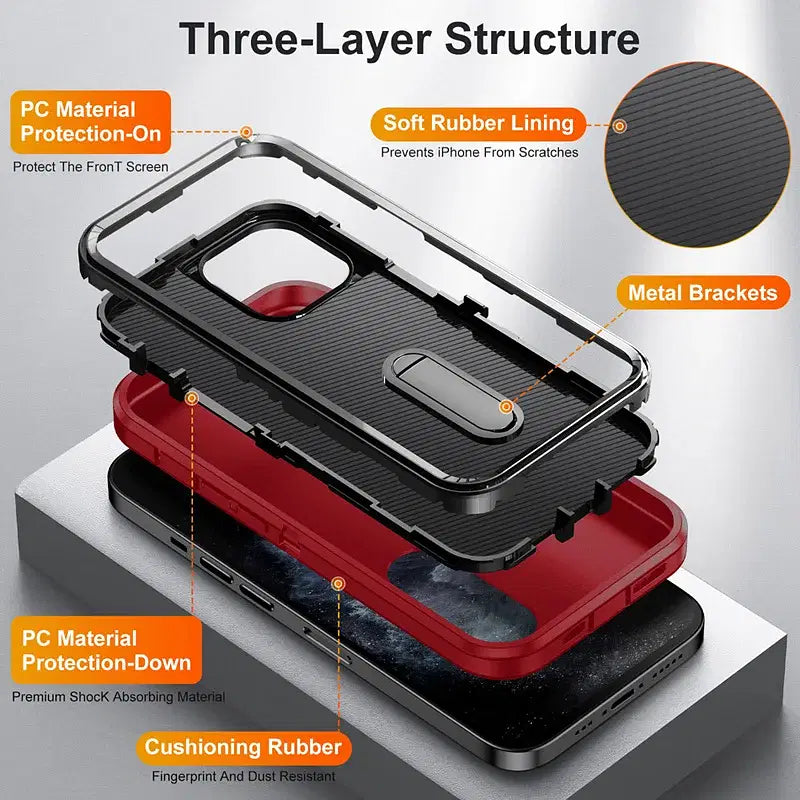 Color: Brown, Material: PE - PKCASE Shockproof Case For iPhone 13 Mini 12 11 Pro Max 6 7 8 Plus Bracket Protective Cover For iPhone X XS XR SE 2020 2022