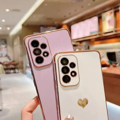 Color: black, Compatible-Phone Models: For iPhone 13, Ships From: CHINA - Electroplating Side Love Heart Phone Case For Samsung Galaxy S25 Ultra S24 S23 S22 A16 A55 Protect Lens Shockproof Back Cover