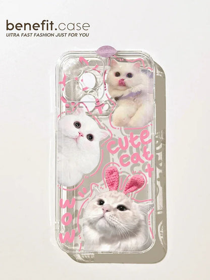 Color: black, Material: Other - Cute Kitten Phone Case for iPhone 15 14 13 12 11 Pro Max XR XS X 7 8 Plus Mini SE Clear Cat Mobile Case