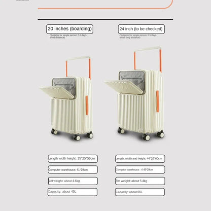 Color: Beige, Luggage Size: 20Inches 500mm - Wide Pull Rod Suitcase 2024 New Universal Wheel Small Lightweight Boarding Luggage 20 inch Password Lock Travel Case