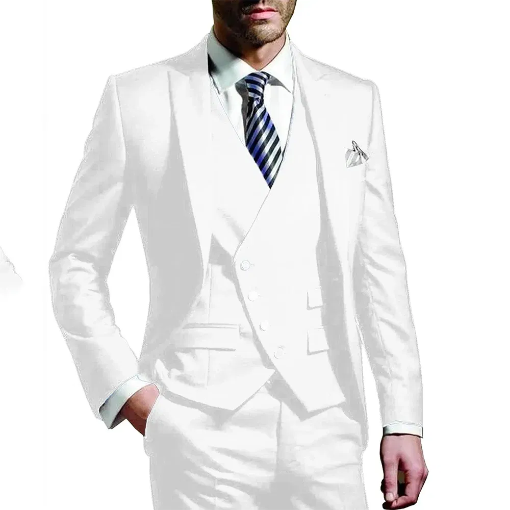 Color: Mint, Size: One Size, Ships From: CHINA - White Men Wedding Suits Groom Wear Peak Lapel Wedding Groom Tuxedos Business Party Suit 3 Pieces (Jacket+Vest+Pant?Costume Homme