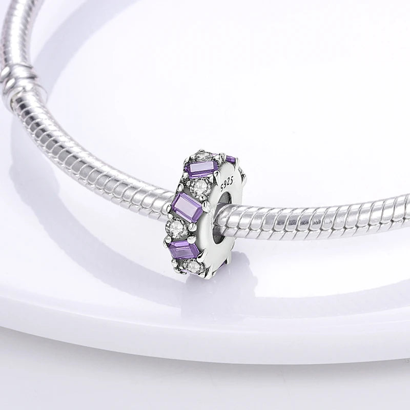 Dijes de cuentas espaciadoras de silicona de plata de ley 925 para joyería 