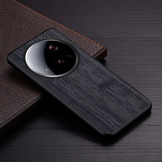 Color: negro, Compatibilidad por modelo: xiaomi 15 ultra - Funda para Xiaomi 15 Ultra Funda de cuero con patrón de madera de bambú Funda de lujo para xiaomi 15 Ultra funda Coque