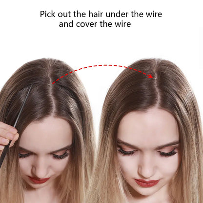 Color: 4/27HL, Stretched Length: 22INCHES - Synthetic No Clip Wave Hair Extensions Ombre Natural Black Blonde Pink One Piece False Hairpiece Fish Line Fake Hair Piece