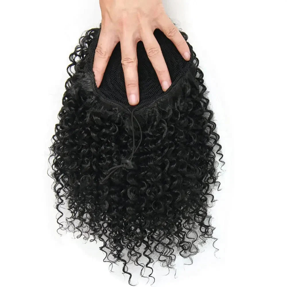 Color: T1B/30, Stretched Length: 20inches - Synthetic Short Afro Kinky Curly Ponytail Hair Piece for African American Ponytail Extension Afro Kinky Curly Ponytail for Women