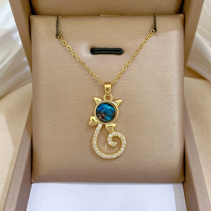 Collar ligero de lujo con forma de estrella de acero y titanio para mujer, color dorado 