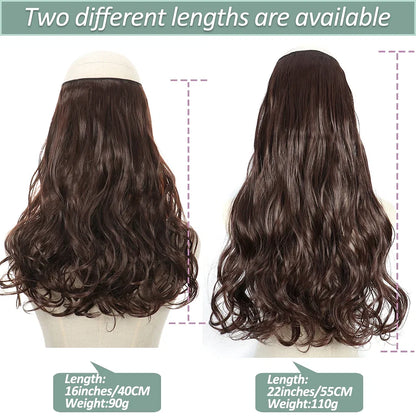 Color: T1B/33/27, Stretched Length: 32inches, Ships From: CHINA - Synthetic Natural Wavy No Clip Fish Line Invisible Hair Extensions Mixed Color Blonde Black Artificial False Hair Piece ForWomen