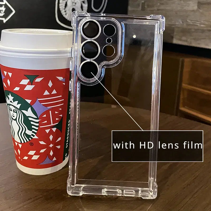 Color: PURPLE, Material: Plastic - Luxury Shockproof Clear Acrylic Case For Samsung Galaxy S24 S23 FE S22 Plus S24 Ultra A34 A54 A15 A25 A35 A55 A53 5G Hard Cover