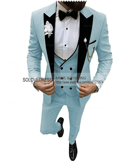 Color: WHITE, Size: XS - Suits for Mens 2024 Casual Business Suit High-end Social Formal Suit 3 Pcs Set Groom Wedding Men( Jacket + Vest + Pants )