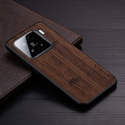 Color: negro, Compatibilidad por modelo: xiaomi 15 ultra - Funda para Xiaomi 15 Ultra Funda de cuero con patrón de madera de bambú Funda de lujo para xiaomi 15 Ultra funda Coque