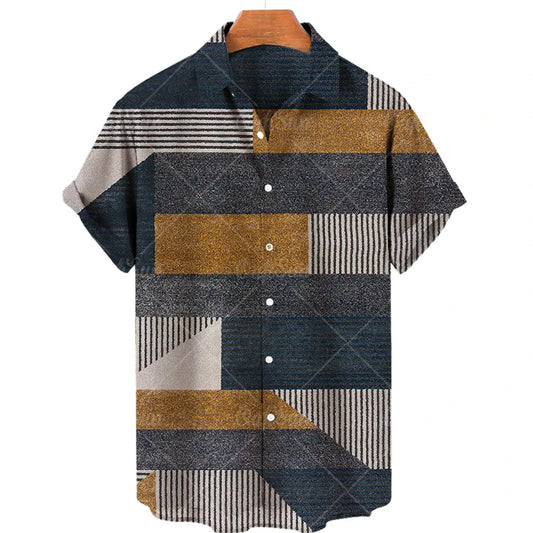 Color: Pink, Size: 4XL - Men's Hawaiian Shirts Men's Short Sleeved Vintage Shirt Men's Fashionable Summer Beach Tops Loose And Comfortable men's Clothing