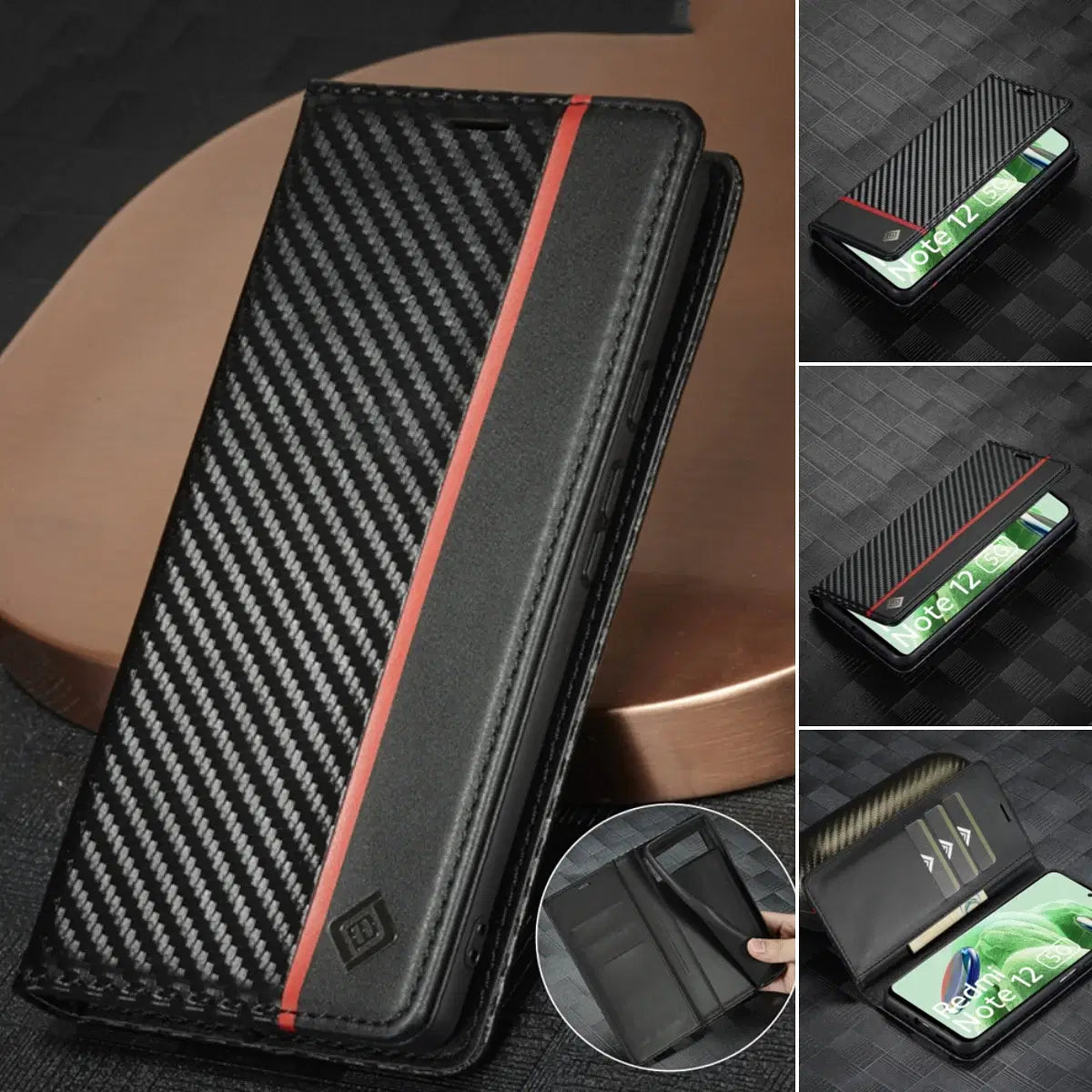 Color: Blue, Material: PVC - Carbon Fiber Leather Case for Samsung A14 A24 A34 A54 5G A13 A23 A33 A53 Galaxy A52 A72 A32 A12 A04S A02S Wallet Card Slot Cover