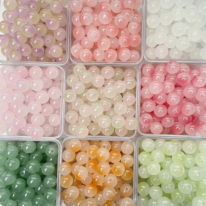 8mm/50pcs Sweet Style Dual Color Glass Loose Beads For Handmade DIY