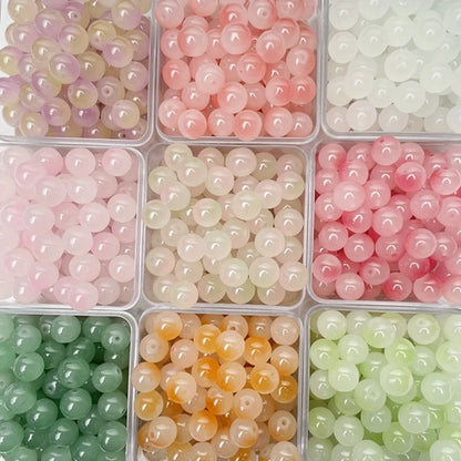 8mm/50pcs Sweet Style Dual Color Glass Loose Beads For Handmade DIY
