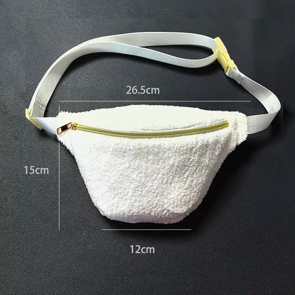 Color: Black - Plush Colorful Fanny Bag Outdoor Waist Pack Female Banana  for Running Walking Fitness Gym Pouch Wedding Party Bridal Bag Gift