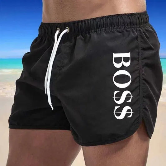 Color: Yellow, Size: S - 2024 Summer Beach Shorts Mesh Lined Swimwear Man Board Shorts Male Men's Swimming Trunks Bathing Suit Sports Clothes
