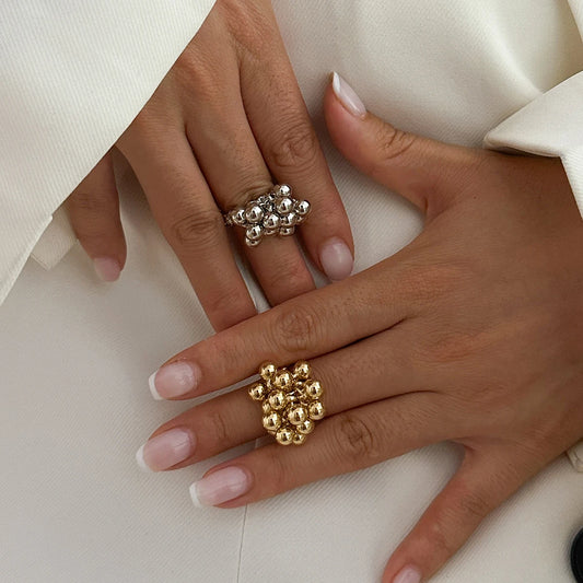 Anillo de bola pequeña CCB con diseño creativo de IngeSight.Z para mujeres y hombres. Tendencia. 