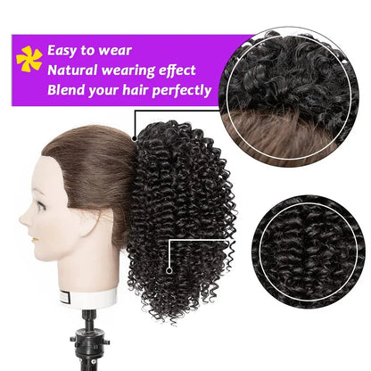 Color: T1B/30, Stretched Length: 20inches - Synthetic Short Afro Kinky Curly Ponytail Hair Piece for African American Ponytail Extension Afro Kinky Curly Ponytail for Women