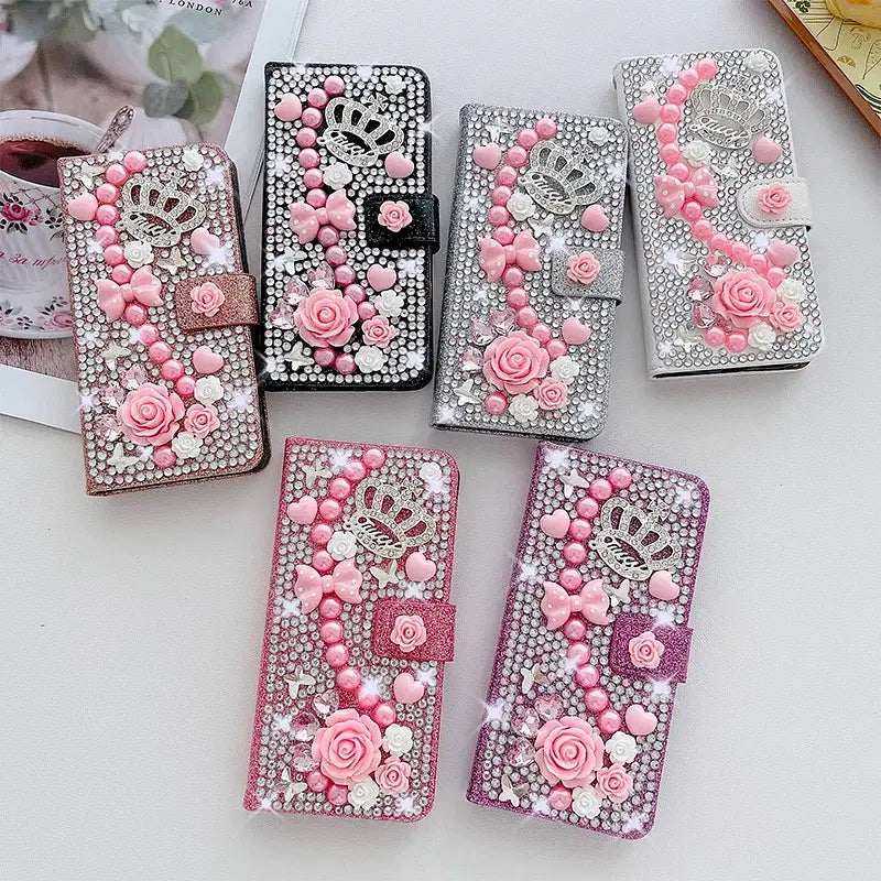 Color: Silver, Material: Microfiber - Wallet Glitter Case For Samsung Galaxy S24 FE S23 Ultra S22 Plus S21 S20 A13 A14 A15 A16 A53 A54 A55 A34 Flip Luxury Leather