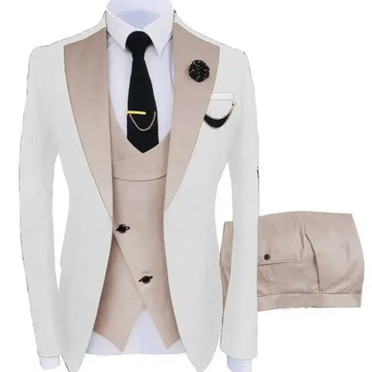 Color: Navy Blue, Size: 4XL - 3pcs Men Coat Business Formal Slim Fit Suit Costumes Pour Homme Set Party Vest Pants Wedding Blazer Verde Hombre Terno Masculino