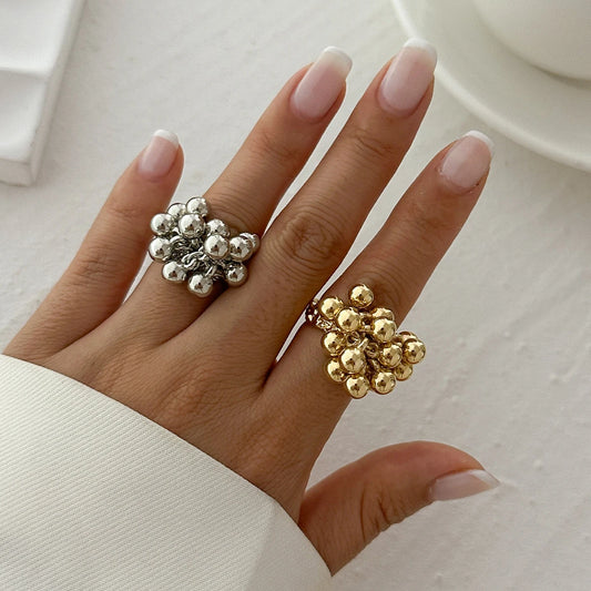 Anillo de bola pequeña CCB con diseño creativo de IngeSight.Z para mujeres y hombres. Tendencia. 