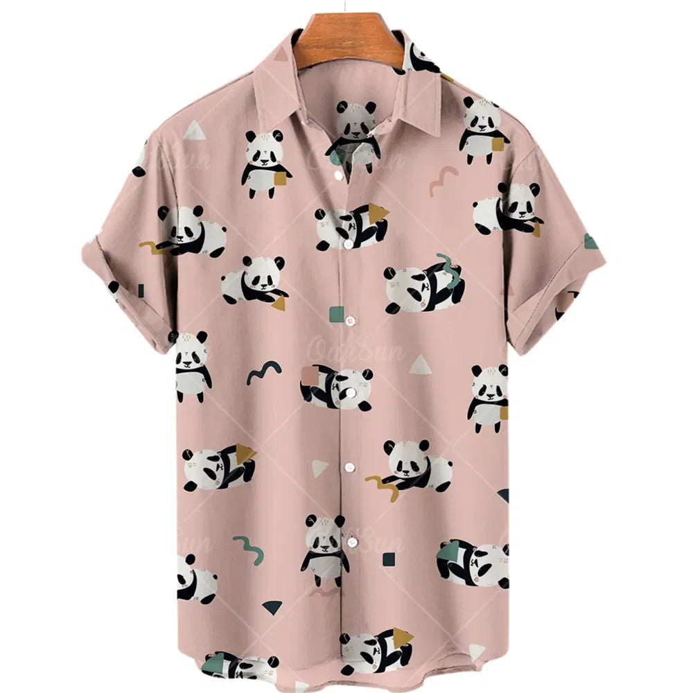 Color: GRAY, Size: XL - Duck 3d Print Shirts Men Fashion Hawaiian Shirt Short Sleeve Casual Beach Shirts Boys Single-Breasted Blouse Men's Clothing