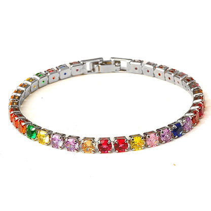 Pulsera de tenis de circonita cúbica de 4 mm con cadena de eslabones para mujer 