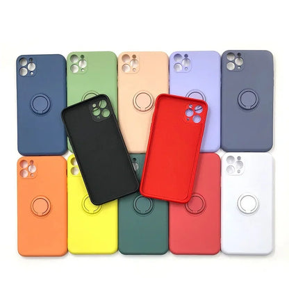 Material: Silicon, Color: Beige, Ships From: CN - With Ring Holder Shockproof Case For IPhone 15 14 13 12 11 Pro Xs Max Xr SE2/SE3 8 7 Plus Silicone TPU Soft Back Cover