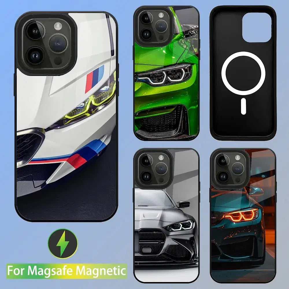 Color: GRAY, Material: Neoprene - Cool Sport Car B-BMW Phone Case For iPhone 16,15,14,13,12,11,Plus,Pro,Max Mini Magsafe Magnetic Wireless Charging