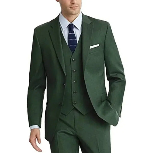 Color: Khaki, Size: M - Formal Suit for Men Slim 3 Pieces Blazer Vest and Pant Set Notched Lapel High Quality Elegant Tuxedo Set Wedding Dress Business